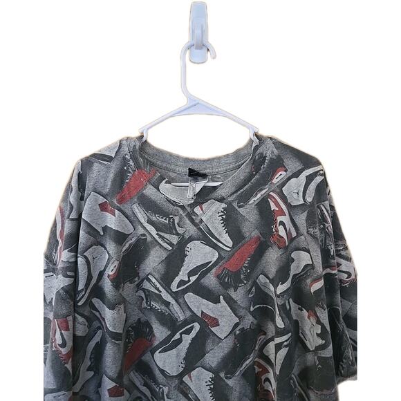 Vintage Nike Air Jordan All Over Sneaker Print Relaxed T Shirt Mens 3XL- Y2K - Picture 2 of 7